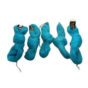 Turquoise Wool & Viscose Yarn Marjo by Kranenburg Set 5 Skeins Made in Holland